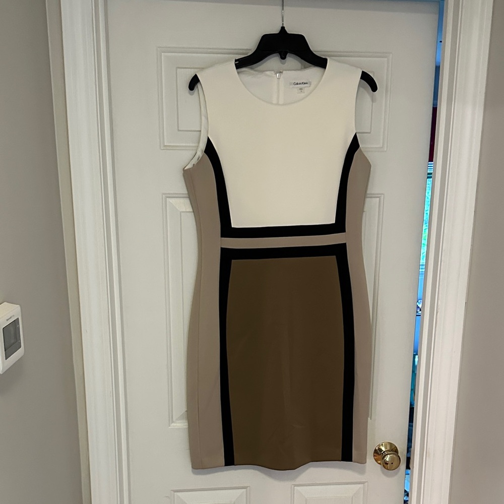 Calvin Klein Cream and Tan Mini Dress